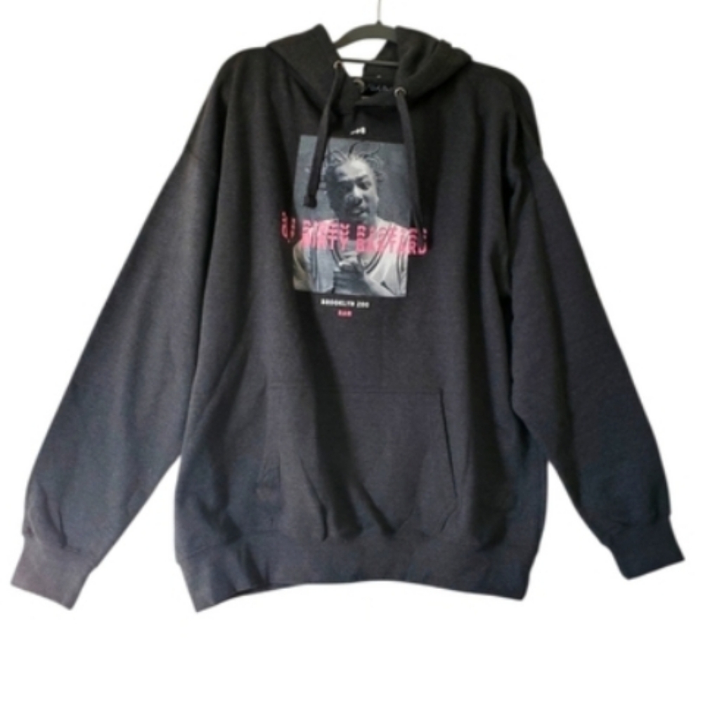 New Mens ODB Brooklyn Zoo Raw Hoodie‎ Dark Gray Sweatshirt Pockets Size XL NWT
